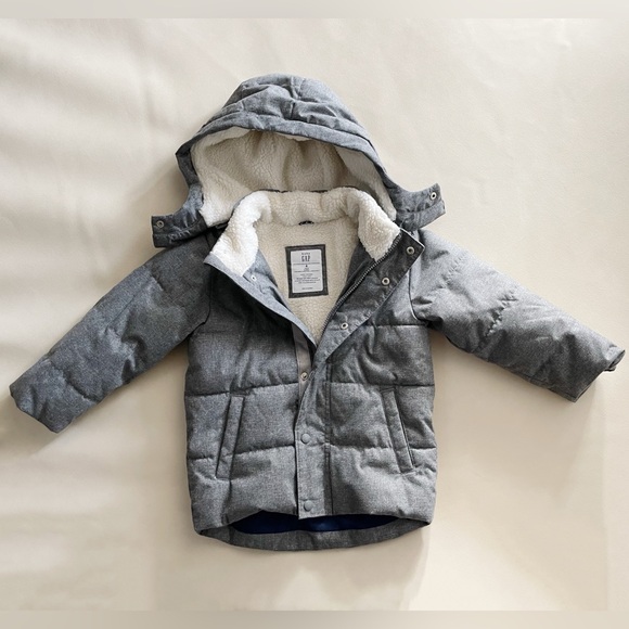 Baby Gap Sherpa Lined Hooded Puffer Coat - Picture 3 of 6